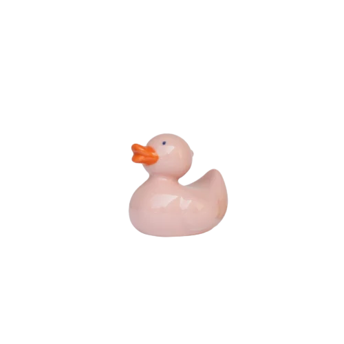 Produktbild von DAISY Ente groß in rosa, handbemalt, Höhe: ca. 9 cm, seitliche Ansicht